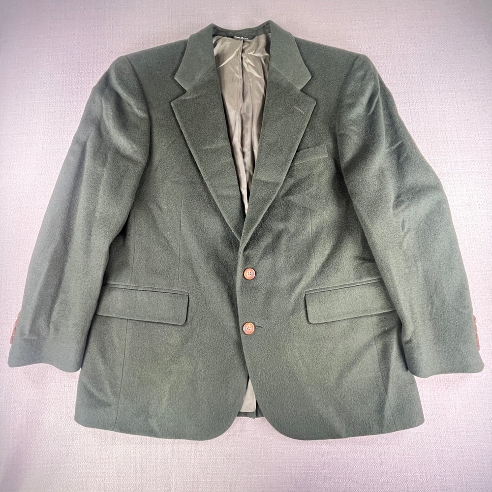 Chaps Ralph Lauren Blazer Mens 44 Forest Green Camel Hair Two Button Sport Coat